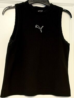 PUMA Black Embroidered Athletic Tank Top